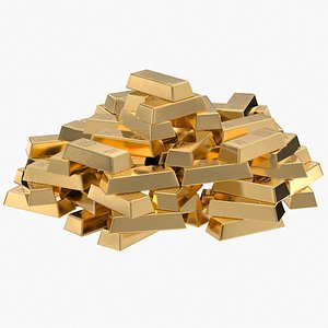 3D model Gold Bar Big Random Stack