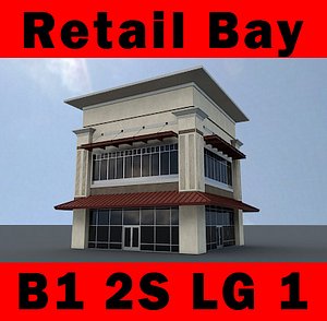 B1 2S LargeCorner 1 - 2-Story Retail Large Corner Bay - 3ds max 2010 Mental Ray