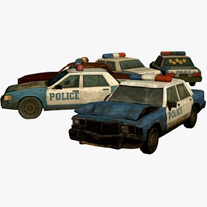 Wrecked Police Cars 3D model