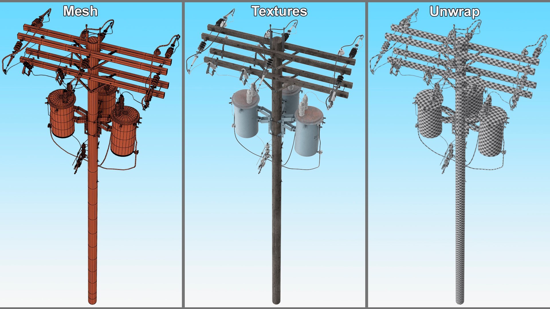 Utility Poles Collection 3D Model - TurboSquid 2346573