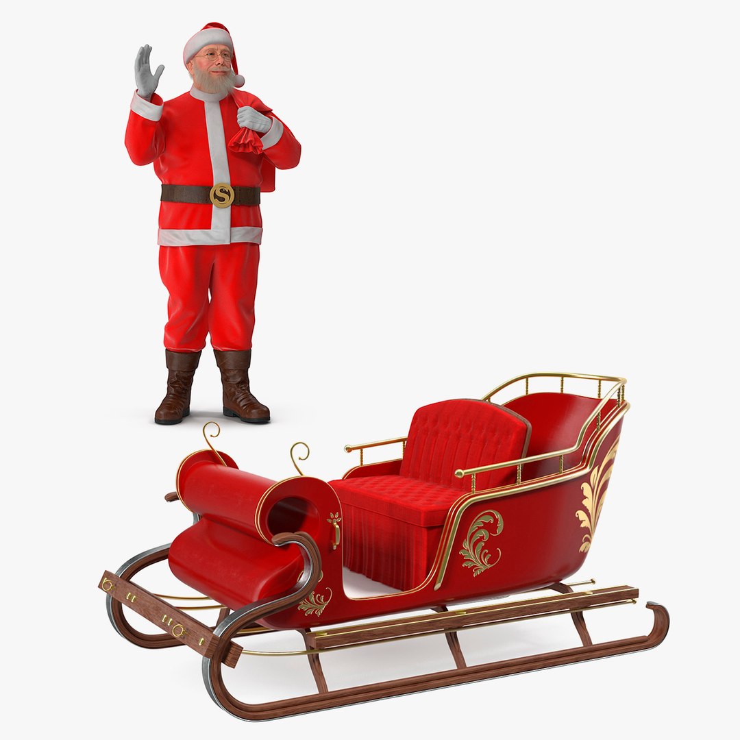 Santa Claus and Sleigh 3D Models Collection 3D model preview