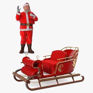 Santa Claus and Sleigh 3D Models Collection