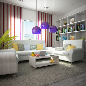 3d 3ds interior scene living room