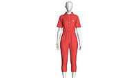 Girls Shirt Collar Button Placket Jumpsuit