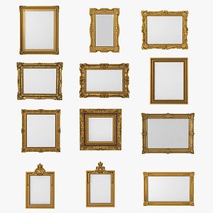 3D model realistic baroque picture frame