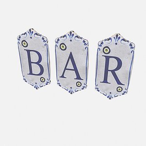 old stone bar sign 3D model