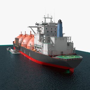 Gas Carrier Ship Connected to LNG Pier model
