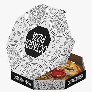 Octagonal Pizza Box with Pizza Rigged for Maya 3D model