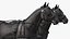 Four Black Horses in Breast Collar Harness 3D model