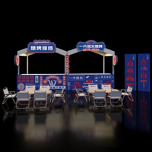 3D Barbecue stalls Barbecue stalls Market stalls Night market stalls Street stalls Camping tables and c