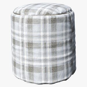 3D Light Grey Scottish Pouf model