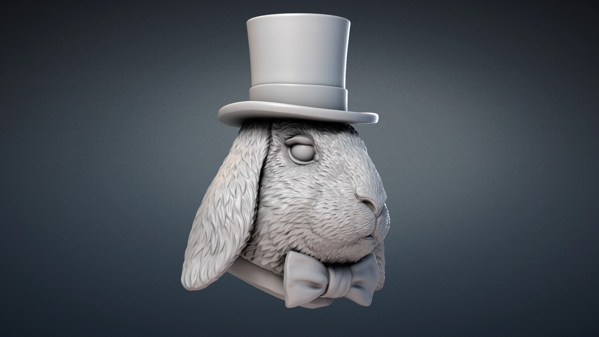 Rabbit Head Sculpture Top Hat Bow Tie STL Model - TurboSquid 1984961