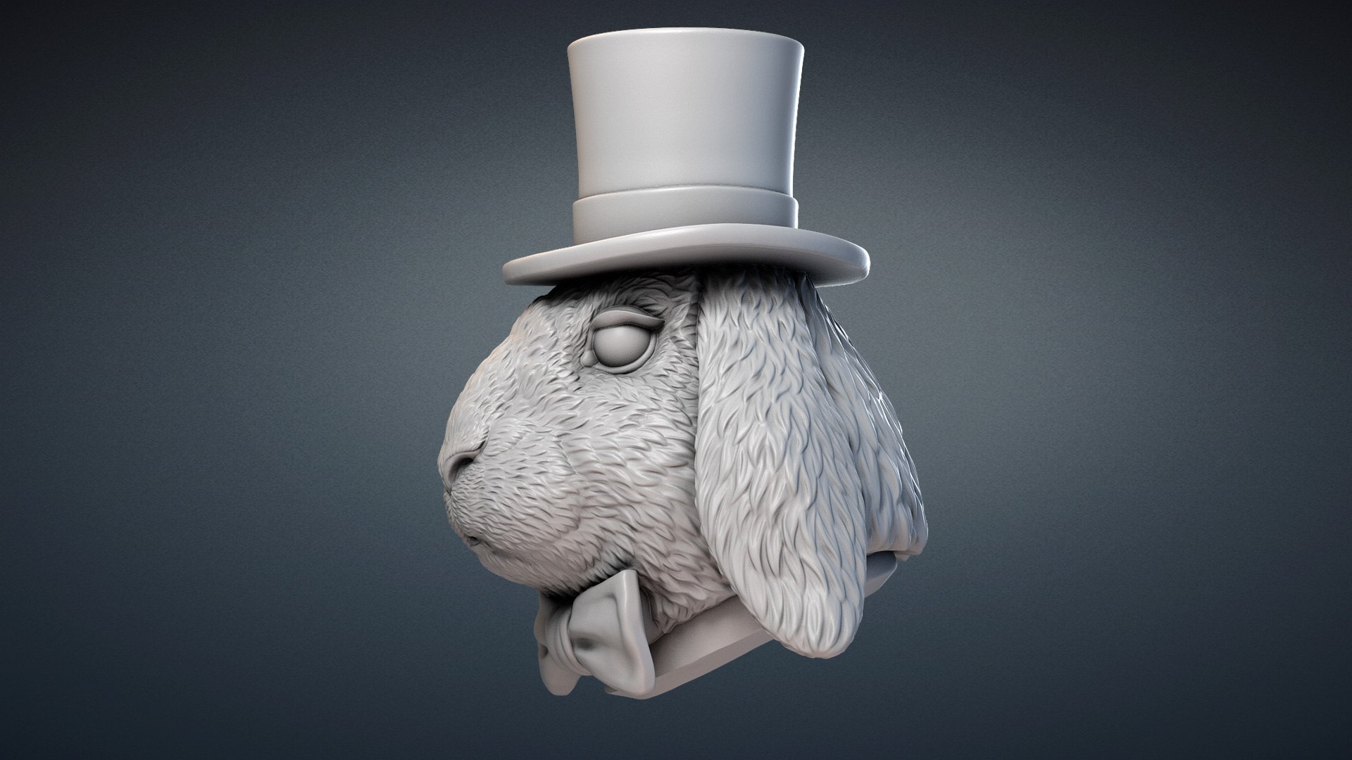 Rabbit Head Sculpture Top Hat Bow Tie STL Model - TurboSquid 1984961