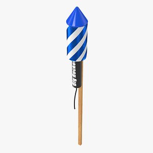 3D firework rocket blue