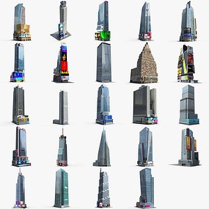 Times Square 24 Low Poly Building Bundle