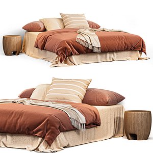 3D model modern bed minimal Russia crimson color