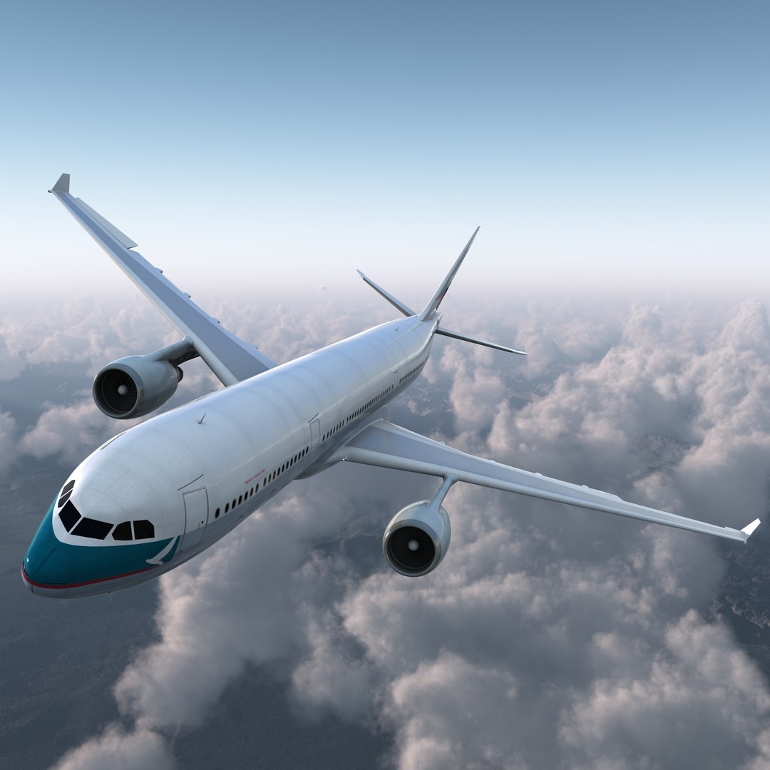 Jet Airliner Airbus A330-300 Cathay Pacific Rigged 3D model preview