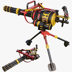 M134 Minigun Red Shark Skin  All PBR Textures Included