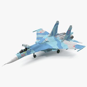 3D Russian Jet Aeroplane Sukhoi Su-27 Flanker Rigged for Cinema 4D model