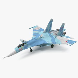 Russian Jet Aeroplane Sukhoi Su-27 Flanker Rigged for Cinema 4D