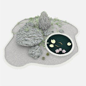Decorative Pond with Fish 3D