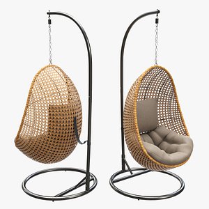 Hanging armchair with cushions 01
