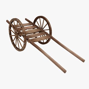 3D Wooden cart wagon