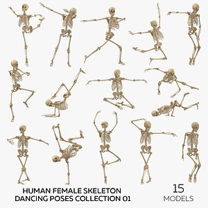 Human Female Skeleton Dancing Poses Collection 01 - 15 models 3D