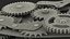 3D cog gears mechanism silver model