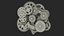 3D cog gears mechanism silver model