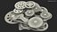 3D cog gears mechanism silver model