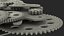 3D cog gears mechanism silver model