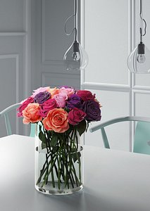 roses glass vase 3D
