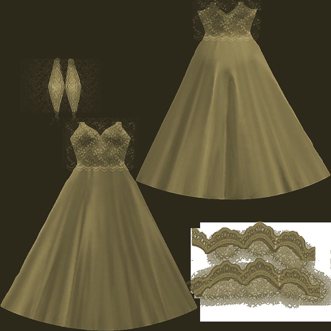 3D Royal Gown Dress - TurboSquid 1764998