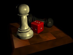 blend pawns dice chess board