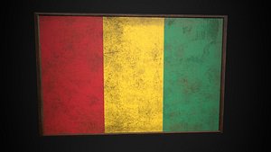 Old Picture Frame With Guinea  Flag - Game Ready PBR Low-poly 3D Model 3D model