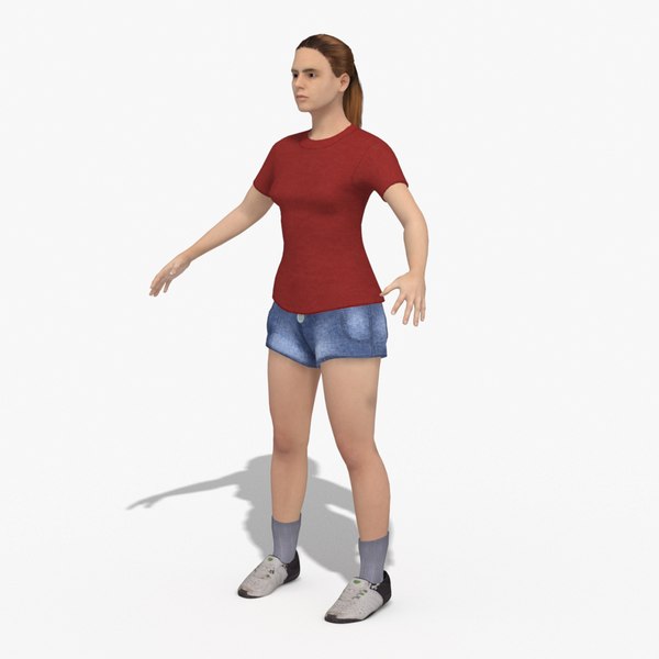 3D Casual Caucasian Female Woman sports wear 1 RIGGED model