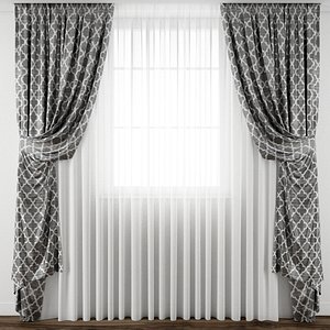 3D model curtain fabric drape
