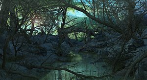 3D sci-fi swamp