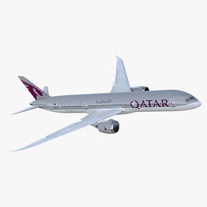 Boeing 787 9 Dreamliner QATAR Rigged 3D Model