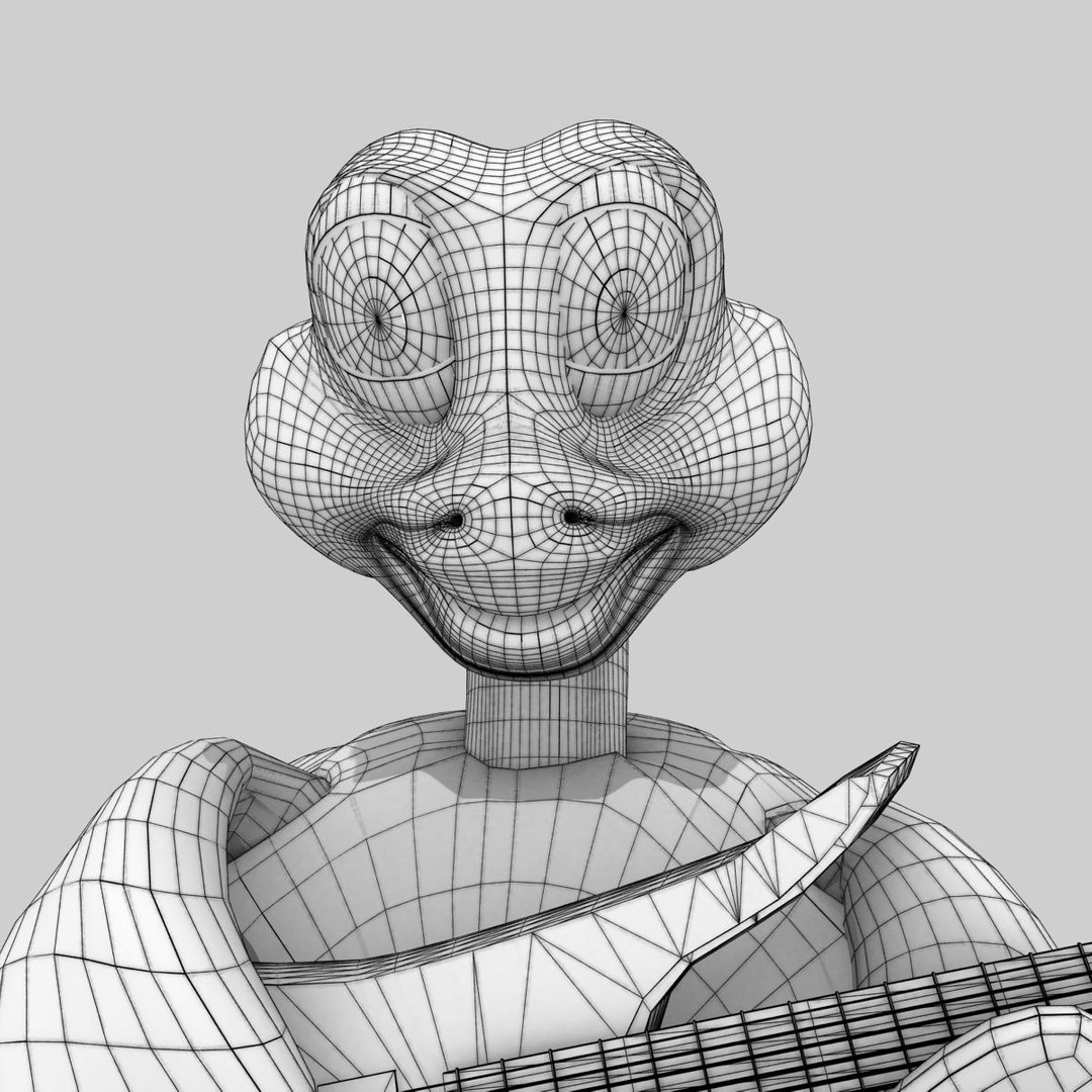 3d Cartoon Turtle Musician