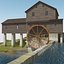 Mill With Water Wheel Grass