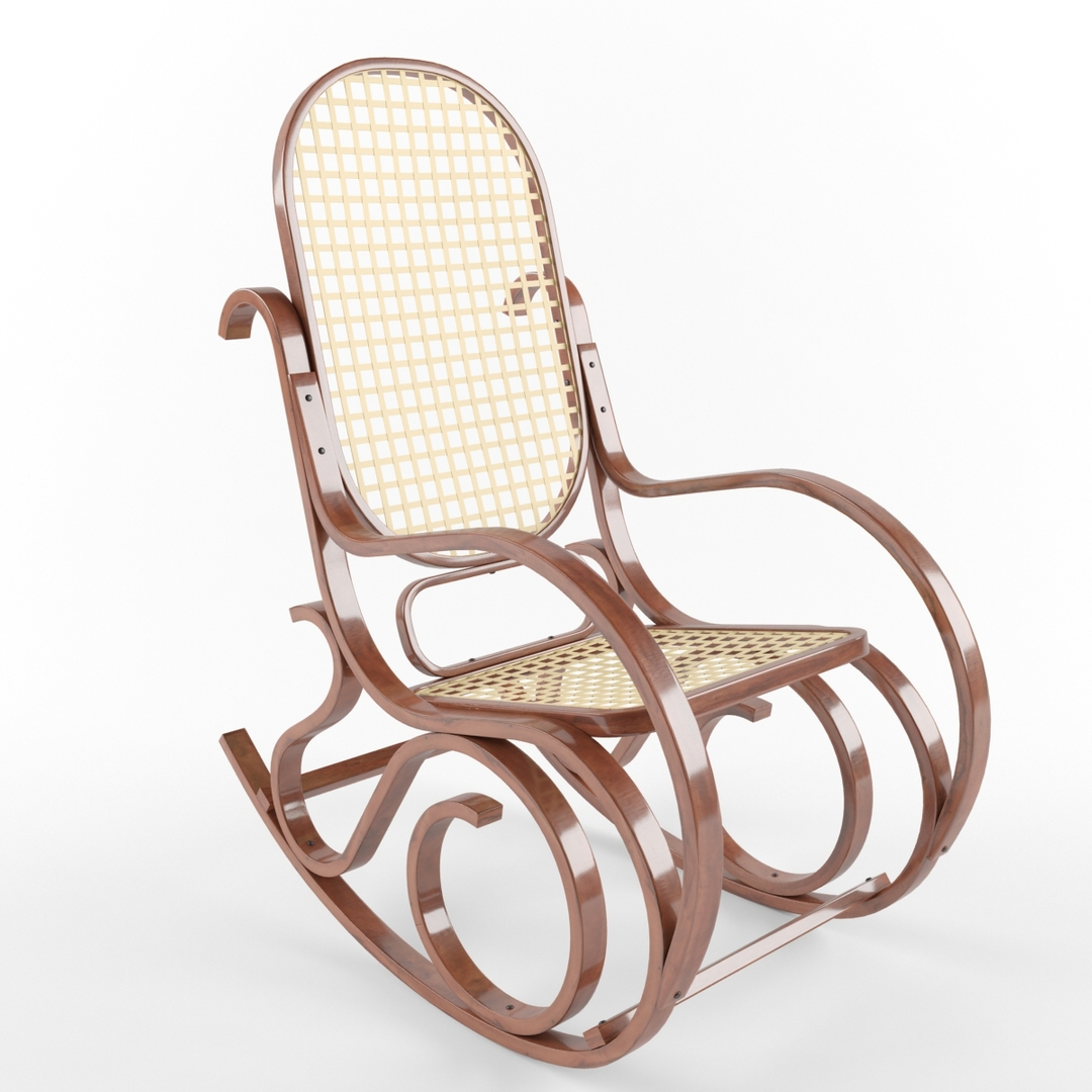 rocking chair wood 3d model