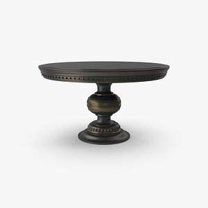 Black Paint Wood Round Table with Gold Edges