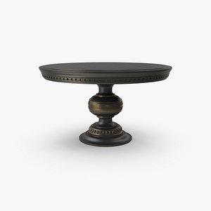 Black Paint Wood Round Table with Gold Edges