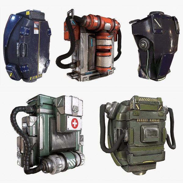 3D модель Sci-Fi Backpack Canister Case Военная медицинская сумка - Коллекц...