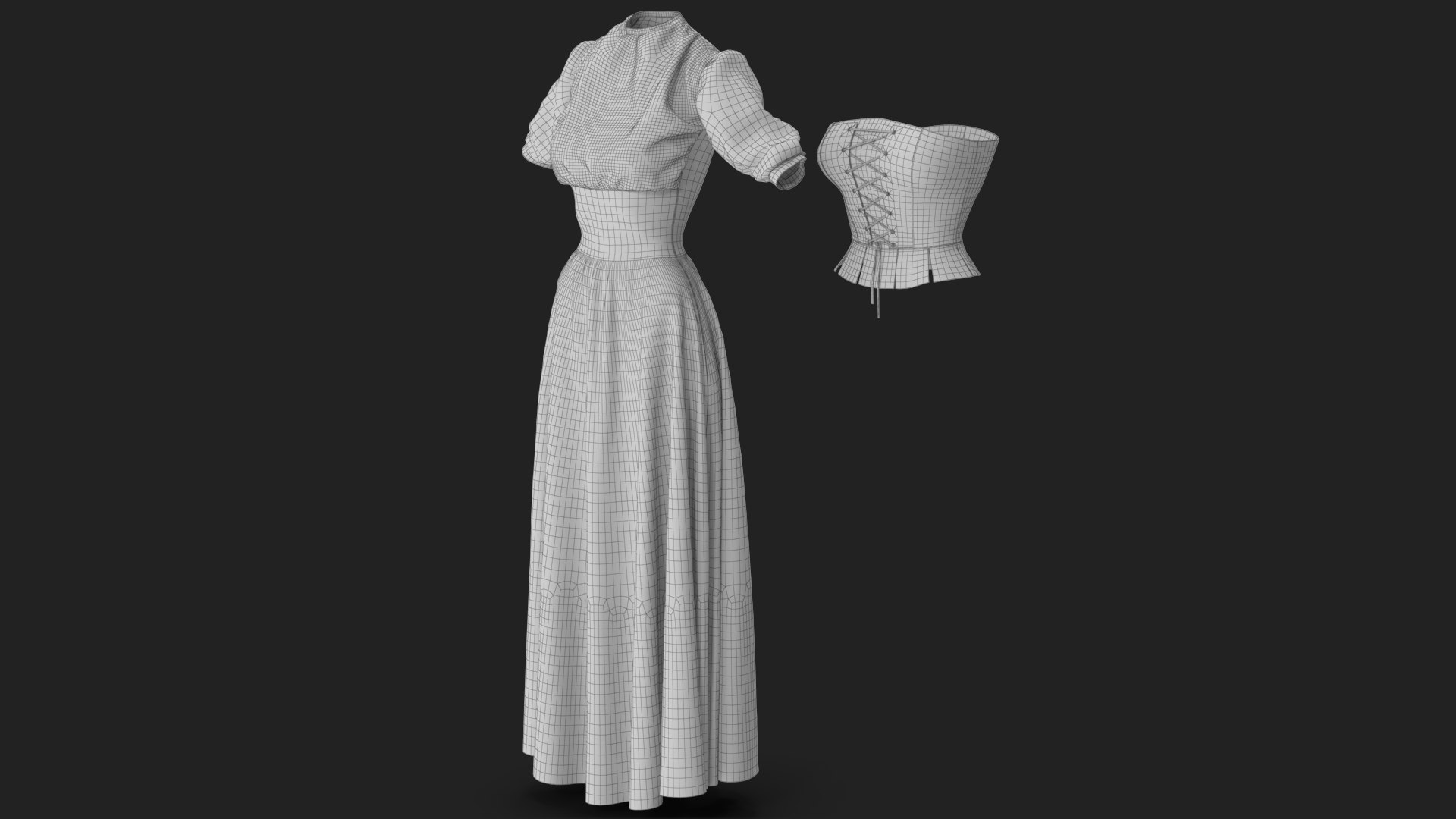 3D Corset Dress 5 model https://p.turbosquid.com/ts-thumb/fg/CxzOW4/Vb/wireframe_06/jpg/1693313767/1920x1080/fit_q87/8f2bbcc07cf7107a88559bed8bb446949de68a76/wireframe_06.jpg