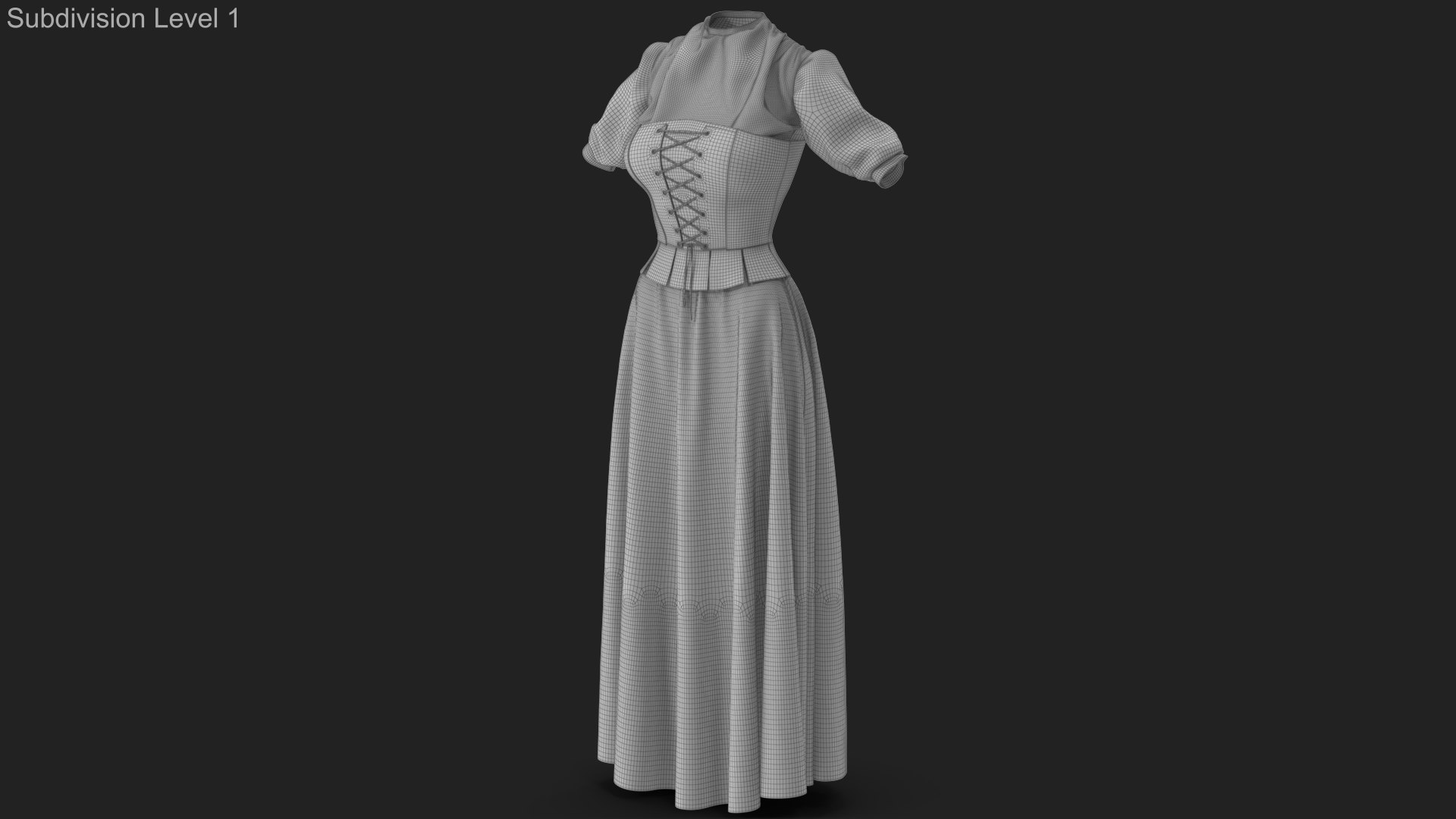 3D Corset Dress 5 model https://p.turbosquid.com/ts-thumb/fg/CxzOW4/lz/wireframe_01/jpg/1693313765/1920x1080/fit_q87/3a21604d2da93f8043e1da2c7e0a0abeed730160/wireframe_01.jpg
