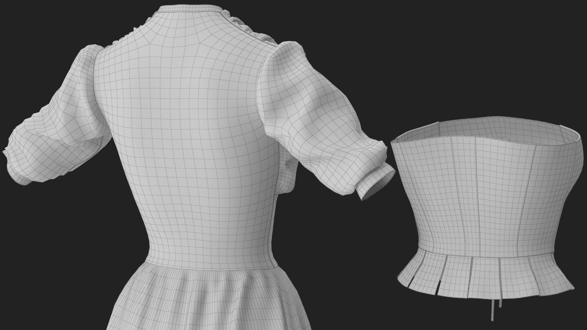 3D Corset Dress 5 model https://p.turbosquid.com/ts-thumb/fg/CxzOW4/tf/wireframe_12/jpg/1693313770/1920x1080/fit_q87/c1fbffbe93e75c64eb8c921d8ab818bf0aa8b760/wireframe_12.jpg