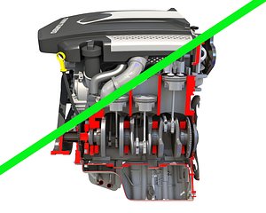 V6 Engine Full + Cutaway